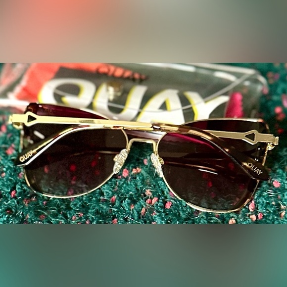 Quay Australia Glow Up Cat-Eye Sunglasses Gold Tortoiseshell NWT main image 8